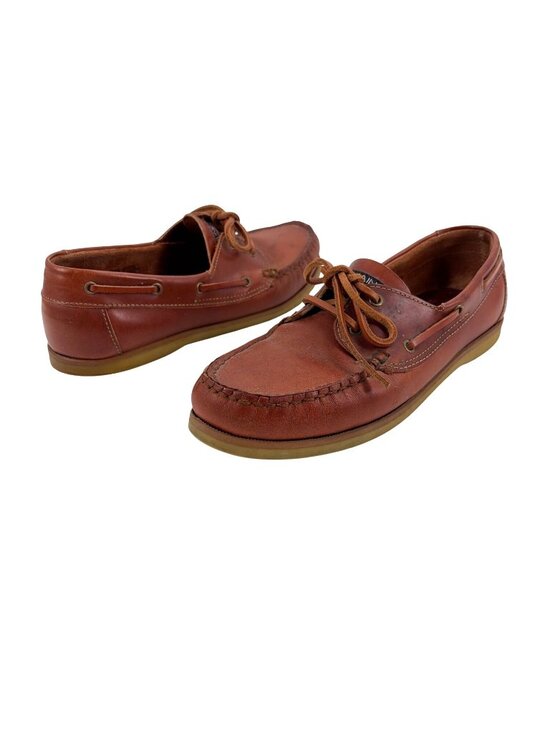Maine New England Other - Maine New England Leather Boat Shoes Men 9 Brown Lace-Up Moc Toe Preppy Coastal